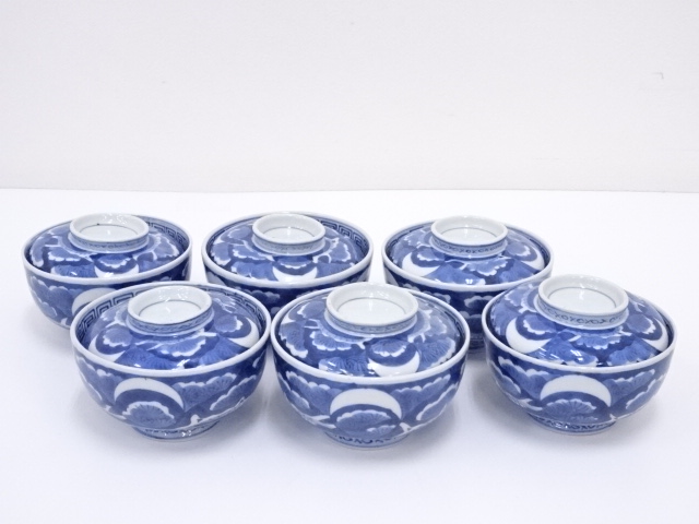 明治期 伊万里焼 染付松文蓋茶碗6客 | 宗 sou::お茶道具・着物のお店